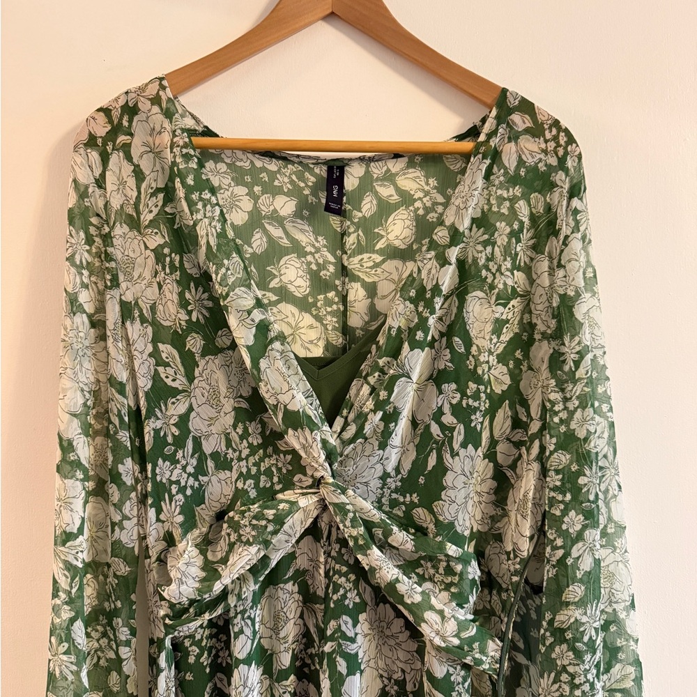Mango Green Long Sleeve V-Neck Sundress - Picture 5 of 5